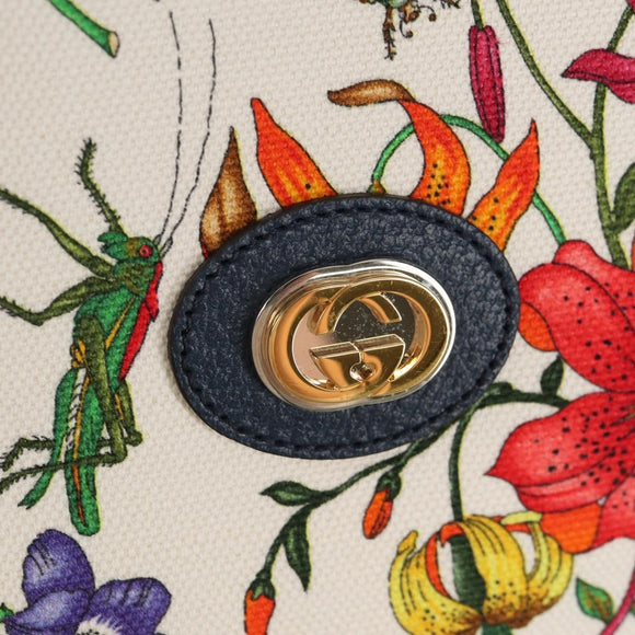 GUCCI Flora Hand Bag Canvas 2way Blue White 550141 Auth am9636M