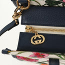 GUCCI Flora Hand Bag Canvas 2way Blue White 550141 Auth am9636M-22