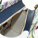 GUCCI Flora Hand Bag Canvas 2way Blue White 550141 Auth am9636M-24
