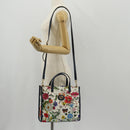 GUCCI Flora Hand Bag Canvas 2way Blue White 550141 Auth am9636M-28