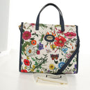 GUCCI Flora Hand Bag Canvas 2way Blue White 550141 Auth am9636M-12