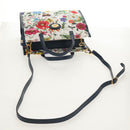 GUCCI Flora Hand Bag Canvas 2way Blue White 550141 Auth am9636M-8