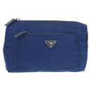 PRADA Pouch Nylon Blue Silver Auth am9642V-1