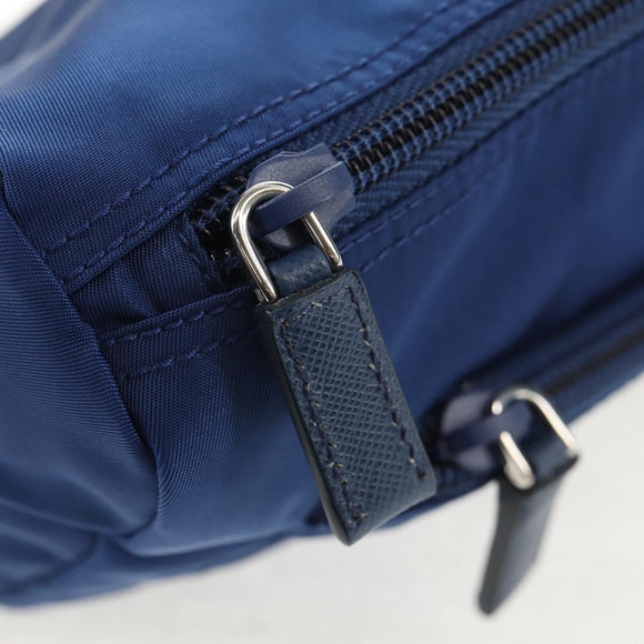 PRADA Pouch Nylon Blue Silver Auth am9642V