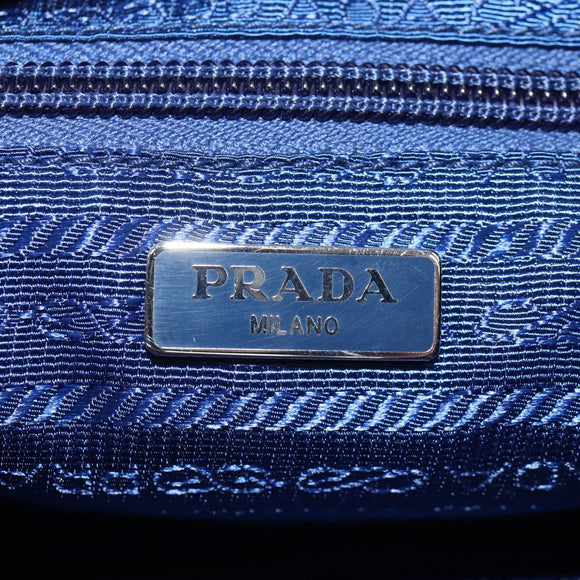 PRADA Pouch Nylon Blue Silver Auth am9642V