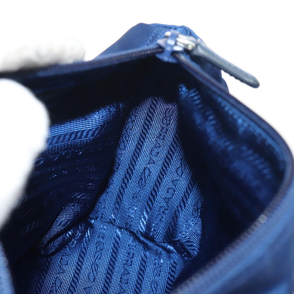 PRADA Pouch Nylon Blue Silver Auth am9642V