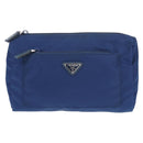 PRADA Pouch Nylon Blue Silver Auth am9642V-13