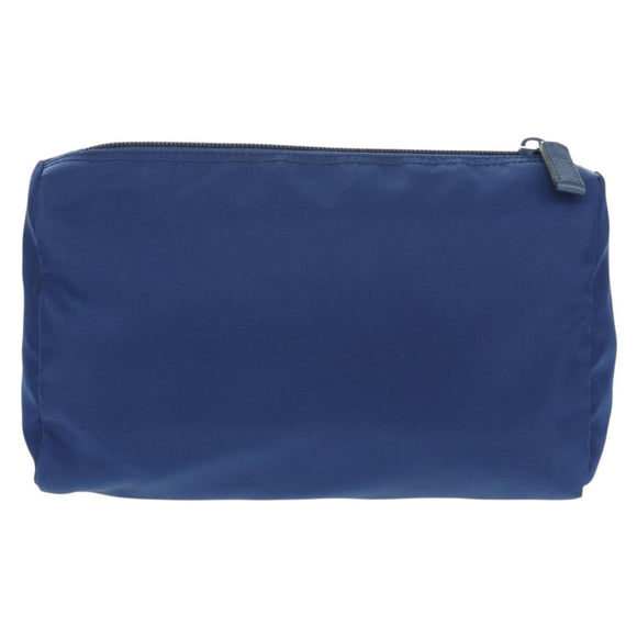 PRADA Pouch Nylon Blue Silver Auth am9642V