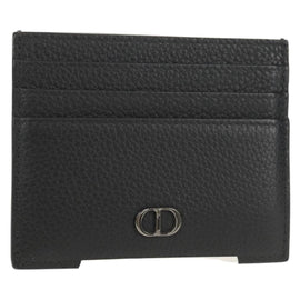 Christian Dior Card Case Leather Black Auth am9643V