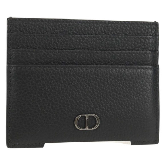 Christian Dior Card Case Leather Black Auth am9643V