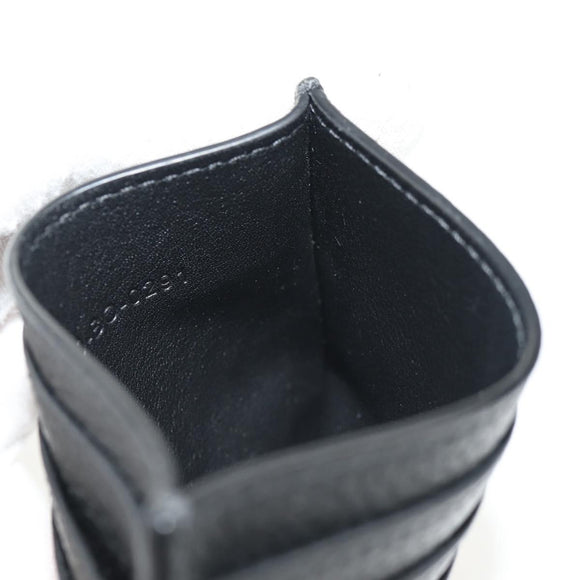 Christian Dior Card Case Leather Black Auth am9643V