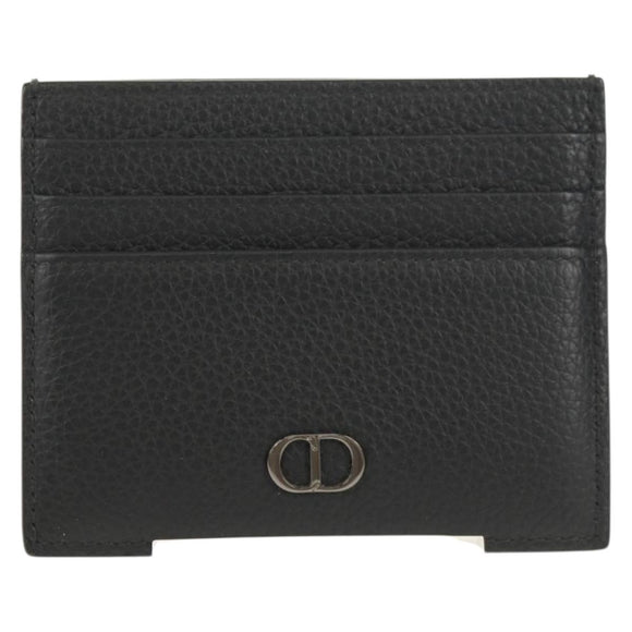 Christian Dior Card Case Leather Black Auth am9643V