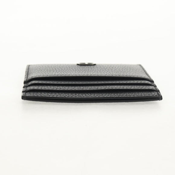 Christian Dior Card Case Leather Black Auth am9643V