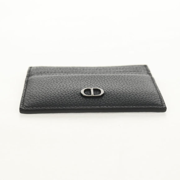 Christian Dior Card Case Leather Black Auth am9643V