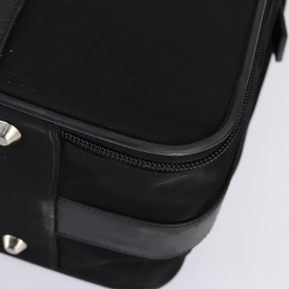PRADA Trunk Nylon Black Silver Auth am9650
