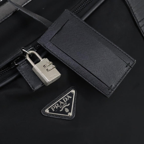PRADA Trunk Nylon Black Silver Auth am9650