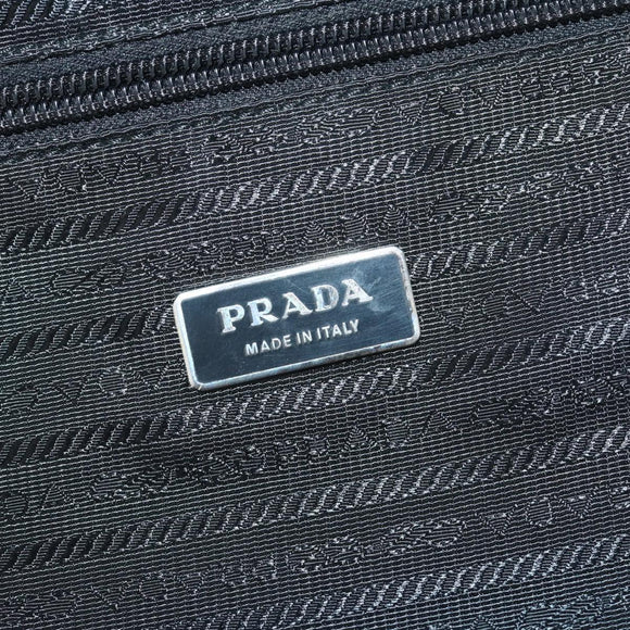 PRADA Trunk Nylon Black Silver Auth am9650
