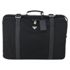 PRADA Trunk Nylon Black Silver Auth am9650 - 0