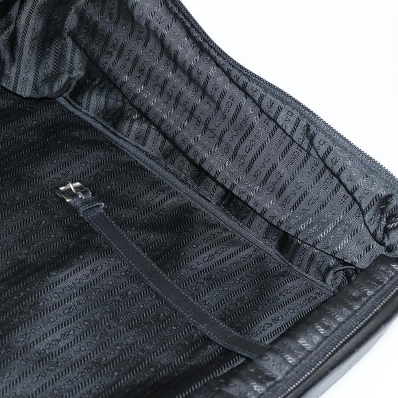 PRADA Trunk Nylon Black Silver Auth am9650