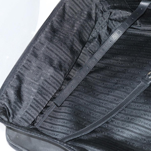 PRADA Trunk Nylon Black Silver Auth am9650