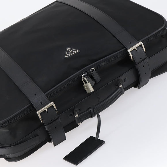PRADA Trunk Nylon Black Silver Auth am9650