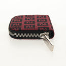 FENDI Zucchino Canvas Coin Purse Red Silver Auth am9652A-3