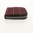 FENDI Zucchino Canvas Coin Purse Red Silver Auth am9652A-4