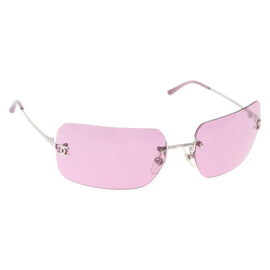 CHANEL COCO Mark Sunglasses metal Pink CC Auth am9657