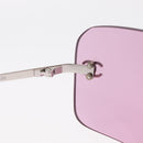 CHANEL COCO Mark Sunglasses metal Pink CC Auth am9657-14