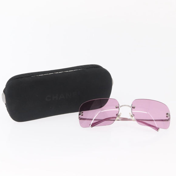 CHANEL COCO Mark Sunglasses metal Pink CC Auth am9657