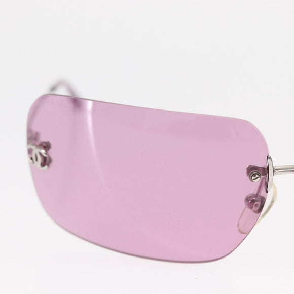 CHANEL COCO Mark Sunglasses metal Pink CC Auth am9657