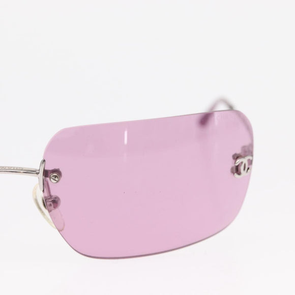 CHANEL COCO Mark Sunglasses metal Pink CC Auth am9657