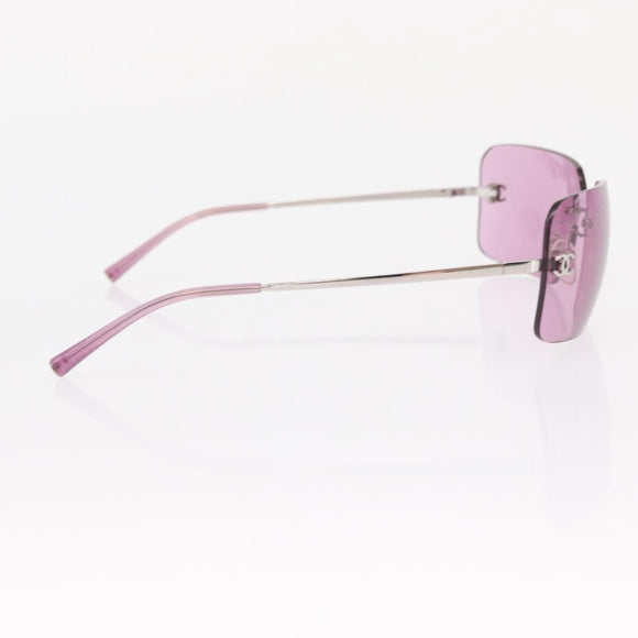 CHANEL COCO Mark Sunglasses metal Pink CC Auth am9657