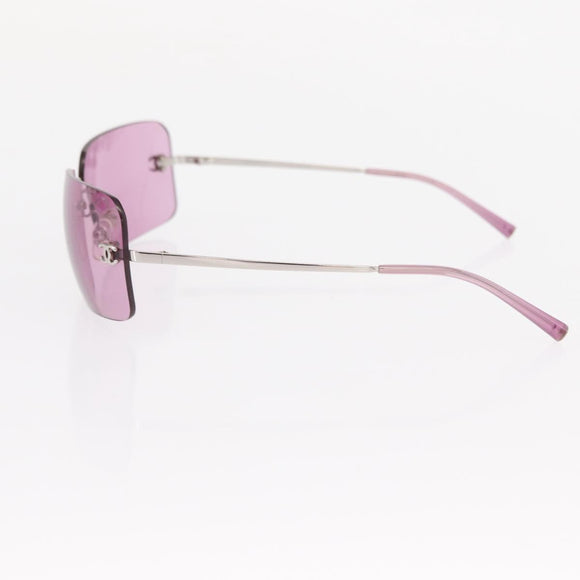 CHANEL COCO Mark Sunglasses metal Pink CC Auth am9657