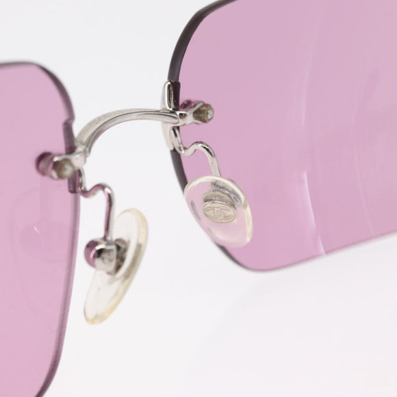 CHANEL COCO Mark Sunglasses metal Pink CC Auth am9657