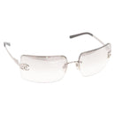 CHANEL COCO Mark Sunglasses metal Silver CC Auth am9658V-1