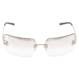 CHANEL COCO Mark Sunglasses metal Silver CC Auth am9658V - 0