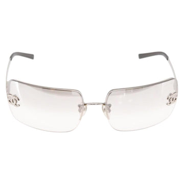 CHANEL COCO Mark Sunglasses metal Silver CC Auth am9658V - 0