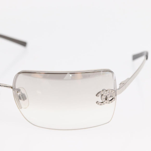 CHANEL COCO Mark Sunglasses metal Silver CC Auth am9658V