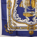 HERMES Carre 90 Scarf Silk ”BRIDE DE COUR” Blue Auth am9664-8