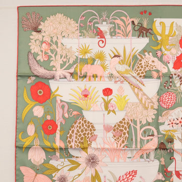 HERMES Carre 90 Scarf Silk ""PRECIOUS PARADISE"" Green Auth am9665M - 0