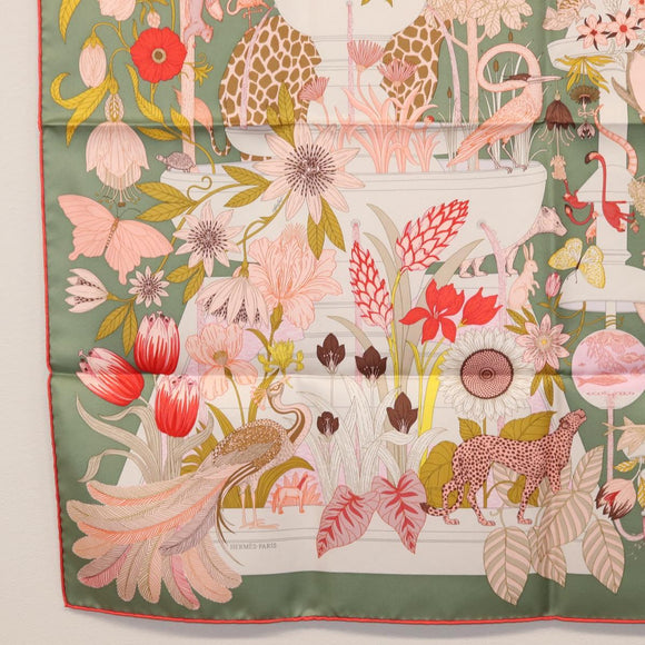 HERMES Carre 90 Scarf Silk ""PRECIOUS PARADISE"" Green Auth am9665M