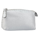 FENDI Pouch Celeria Hand Bag Leather Silver Leopard Auth am9668-1
