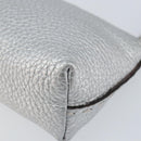 FENDI Pouch Celeria Hand Bag Leather Silver Leopard Auth am9668-15
