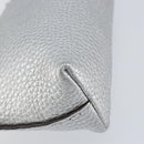 FENDI Pouch Celeria Hand Bag Leather Silver Leopard Auth am9668-16