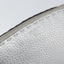 FENDI Pouch Celeria Hand Bag Leather Silver Leopard Auth am9668-8