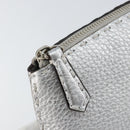 FENDI Pouch Celeria Hand Bag Leather Silver Leopard Auth am9668-9