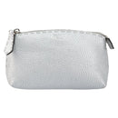 FENDI Pouch Celeria Hand Bag Leather Silver Leopard Auth am9668-13