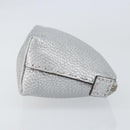 FENDI Pouch Celeria Hand Bag Leather Silver Leopard Auth am9668-3