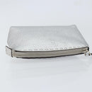FENDI Pouch Celeria Hand Bag Leather Silver Leopard Auth am9668-5